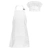 YiZYiF Kids Boys' Girls' Apron and Chef Hat set Soft Adjustable Neck Strap Kicthen Cooking Baking Wear Kit White(Apron+Hat) L(for 8-12 Years) view 1