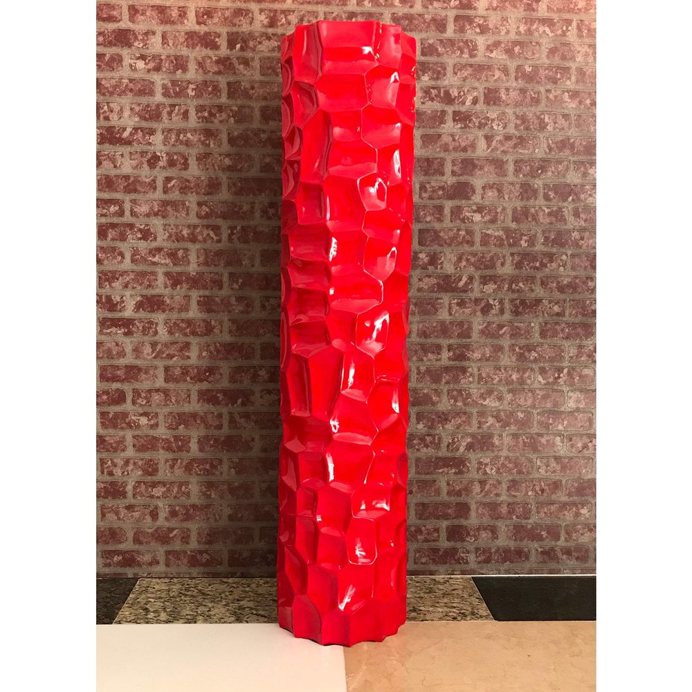 Modern Decor - Textured Tall Vase Red Resin