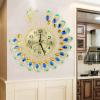Alinory Wall Clock, Iron Modern Wall Clock Large 3D Peacock Shape Non Ticking Silent Clock for Living Room Decor view 2