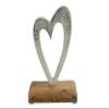 15th Anniversary Rustic Metal Heart Decoration Free Standing Aluminium & Wooden Decoration (hssanni-15) view 4