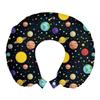 Ambesonne Space Travel Pillow Neck Rest, Comets and Constellations Stars with Polka Dots Earth Sun Saturn Mars Solar System, Memory Foam Traveling Accessory for Airplane and Car, 12", Black view 1