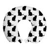Ambesonne Cat Travel Pillow Neck Rest, Black Cat on White Backdrop Playful Friendly Animals Posing Domestic Pets, Memory Foam Traveling Accessory for Airplane and Car, 12", Black White view 1