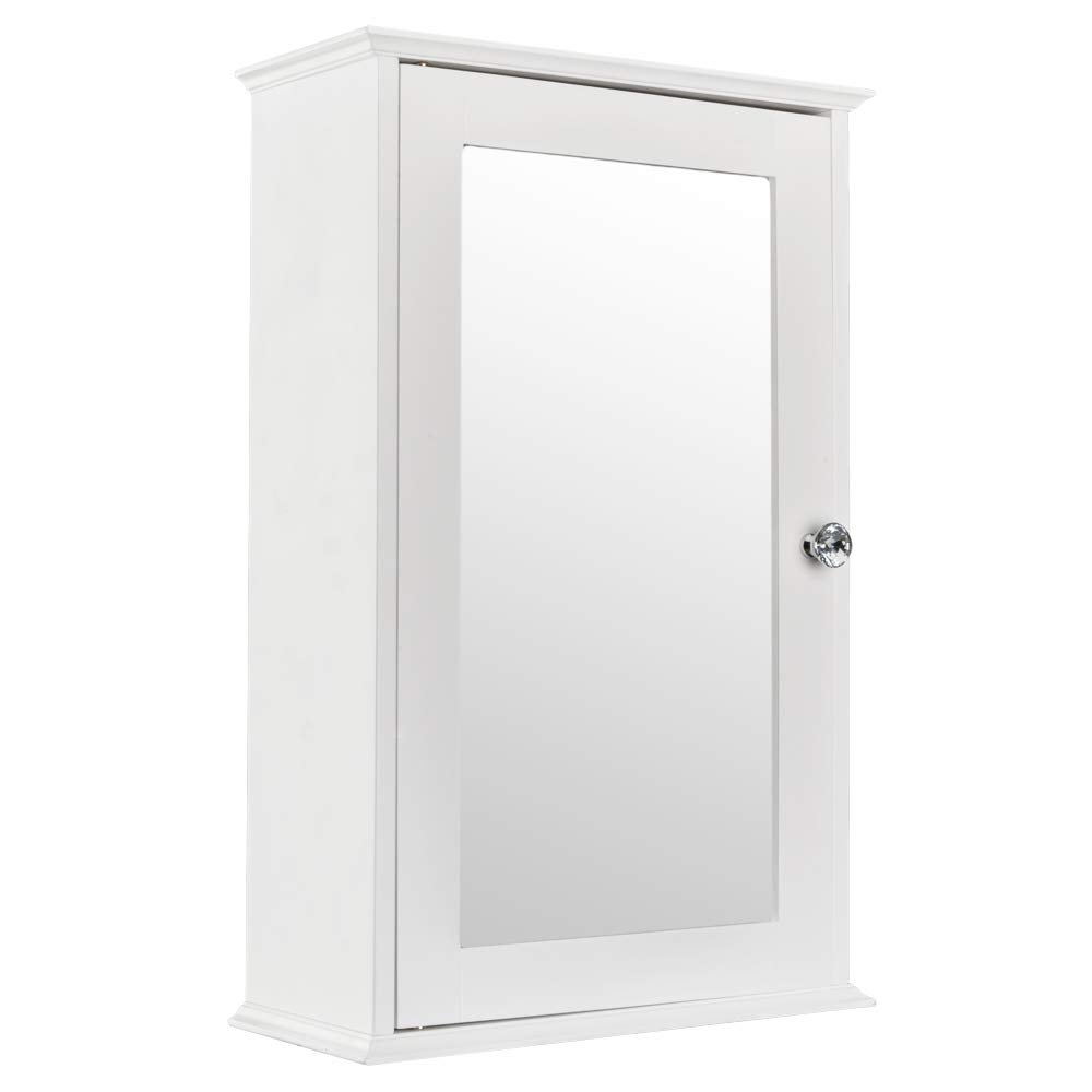 Layee Single Door Mirror Indoor Bathroom Cabinet Wall Mount Mirrored Medicine Cabinet Storage Organizer with 2 Adjustable Shelves