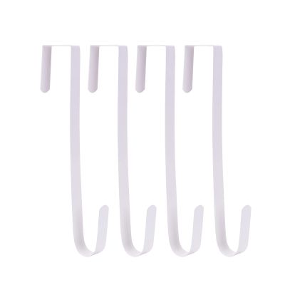 Sattiyrch 12" Front Door Wreath Hanger, Ultra Slim Metal Over Door Hook, Damage-Free Hanging for Seasonal & Year-Round Wreaths, Fits Most Doors, White, 4 Pack