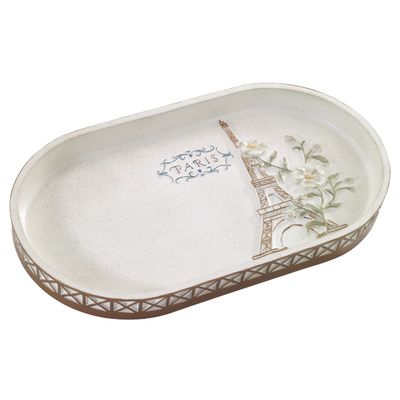 Avanti Linens - Vanity Tray, 100% Hand-Painted Resin Bathroom Accessories, Elegant Home Decor (Paris Botanique)