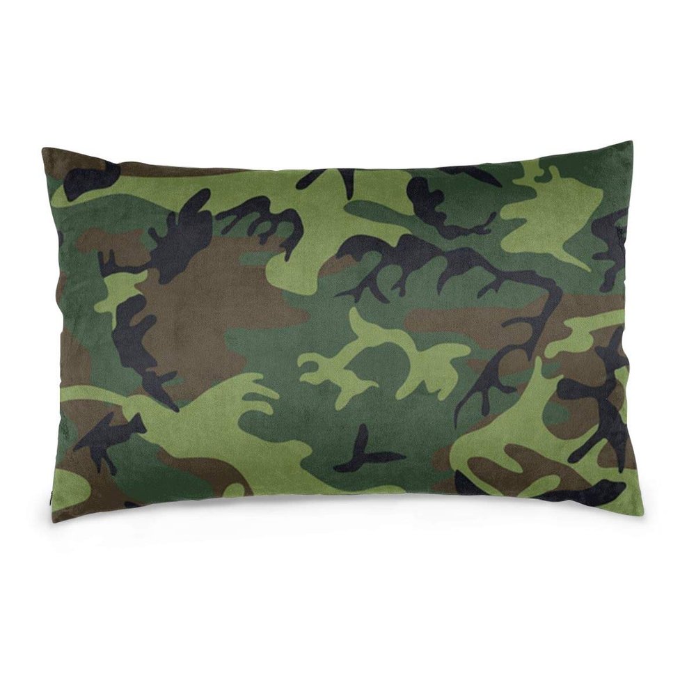 ALLMYHOMEDECOR Throw Pillowcase Protectors Green Black Camo Pattern Decorative Home Sofa Bed Standard Square Pillows Cases Covers Zipper 14x20 16x24 20x30 Inches