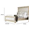 Benjara Leatherette Upholstered Wooden Queen Size Bed, Silver and Gold view 2