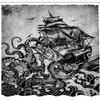 Ambesonne Nautical Bathroom Decor Shower Curtain Monochrome Marine Design Kraken Octopus Tentacle Around Ship 100% Polyester Cloth Fabric for Bathroom Decor Set with Hooks 69" W x 84" L, Charcoal Grey view 2