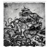 Ambesonne Nautical Shower Curtain Monochromatic Marine Ocean Design of Kraken Octopus Tentacle Around Ship Fabric for Maritime Bathroom Decor Set with Hooks Home and House 69" W x 75" L, Charcoal Grey view 2