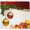 Ambesonne Christmas Shower Curtain, Yule Eve Balls Baubles Ribbon Present Boxes Fir Tree Greeting Celebration Theme, Cloth Fabric Bathroom Decor Set with Hooks, 69" W x 84" L, Multicolor view 1