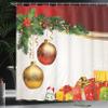 Ambesonne Christmas Shower Curtain, Yule Eve Balls Baubles Ribbon Present Boxes Fir Tree Greeting Celebration Theme, Cloth Fabric Bathroom Decor Set with Hooks, 69" W x 84" L, Multicolor view 2