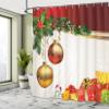 Ambesonne Christmas Shower Curtain, Yule Eve Balls Baubles Ribbon Present Boxes Fir Tree Greeting Celebration Theme, Cloth Fabric Bathroom Decor Set with Hooks, 69" W x 84" L, Multicolor view 3