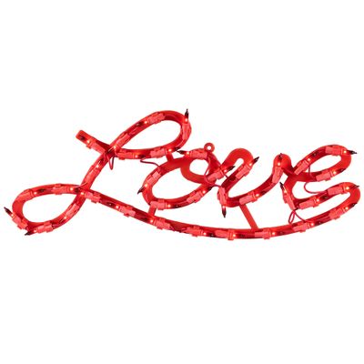17" Red Lighted Love Valentine's Day Window Silhouette