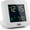 Braun Digital Alarm Clock with Snooze, Negative LCD Display, Quick Set, Crescendo Beep Alarm in White, Model BC09W. view 1