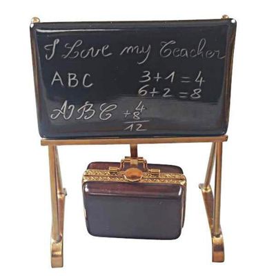 Limoges Teacher's Blackboard - Authentic Limoges Boxes - French Porcelain Figurines Keepsake Hand-Made Gifts