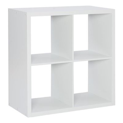 Linon Lane Four Cubby Open Back Storage Cabinet in White Wood