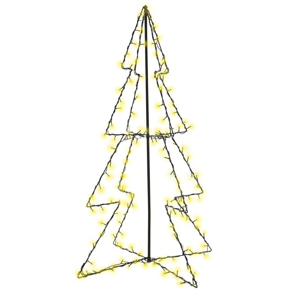 vidaXL LED Christmas Cone Tree - 30.7"x47.2" Indoor and Outdoor Decorative Light, White Warm - 160 High-Powered, Energy-Efficient LEDs - Weather, with 16.4' Extension Cable