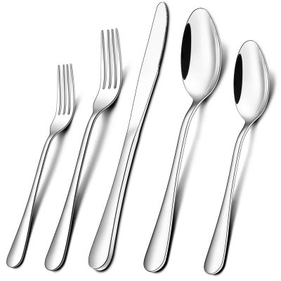 40-Piece Silverware Set, Wildone Stainless Steel Flatware Set Service for 8, Include Knife/Fork/Spoon, Mirror Polished, Dishwasher Safe