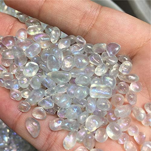 AlexSunny Angel Aura Quartz Crystal Tumbled Chips Stone Crushed Pieces Irregular Shaped Stones 1Pound About 460 Gram