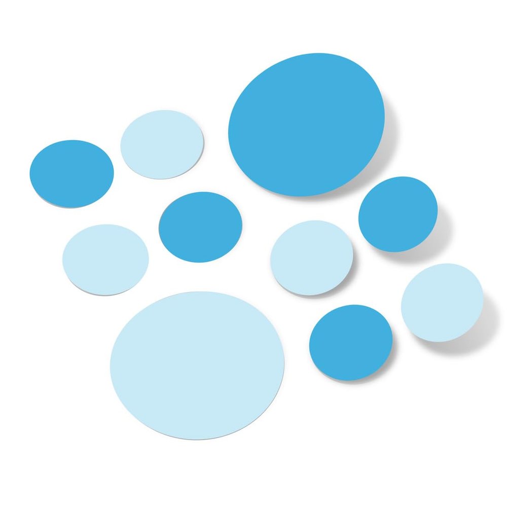 Baby Blue/Ice Blue Vinyl Wall Stickers - 2 & 4 inch Circles (60 Decals)