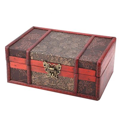 Caredy Vintage Wooden Storage Box, Treasure Box, Large Size Book for Jewelry Storage, Cards Collection, Gifts and Home Decoration(#2)