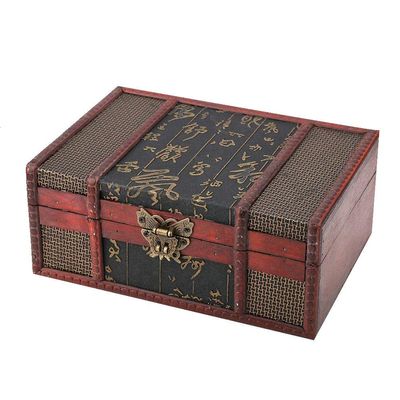 Caredy Vintage Wooden Storage Box, Treasure Box, Large Size Book for Jewelry Storage, Cards Collection, Gifts and Home Decoration(#1)