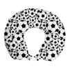 Ambesonne Soccer Travel Pillow Neck Rest, Monochrome Design Pattern of Classical Football Balls Cartoon Pattern Sports Themed, Memory Foam Traveling Accessory for Airplane and Car, 12", White Black view 1