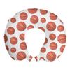 Ambesonne Basketball Travel Pillow Neck Rest, Realistic Style Balls Pattern on White Classical Sports Themed, Memory Foam Traveling Accessory for Airplane and Car, 12", Cinnamon White view 1