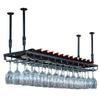 Industrial Wine Racks, Adjustable Metal Hanging Ceiling Bar Wine Glass Rack, Rustic Wall Mounted Bottle Holder Floating Shelves for Home Room Living Room view 1