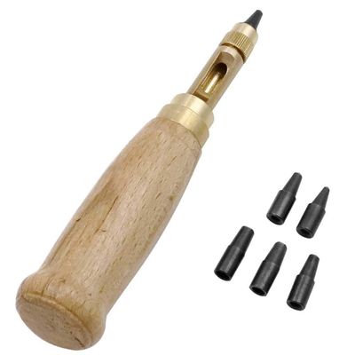 Panzisun 6 in 1 Automatic Belt Punch Center Hole Marker Scriber Adjustable Screw Puncher Breaker Tool for Sewing Leather Paper PVC Banner 1.5mm 2mm 2.5mm 3mm 3.5mm 4mm