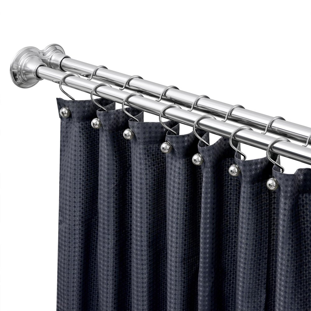42-72 in. Rustproof Aluminum Double Tension Straight Shower Curtain Rod - Chrome