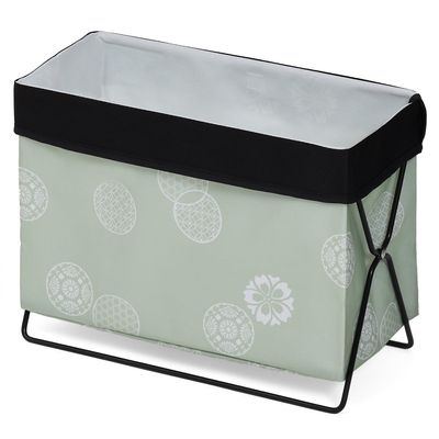Astro 613-30 Storage Case, Green x Black, Japanese Modern Pattern, Magazine Rack, Luggage Storage, Side Wagon, Foldable, Trash Can