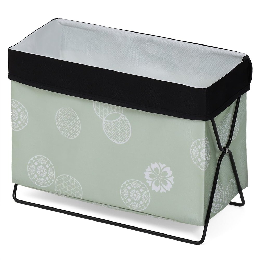 Astro 613-30 Storage Case, Green x Black, Japanese Modern Pattern, Magazine Rack, Luggage Storage, Side Wagon, Foldable, Trash Can