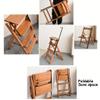 Folding 4 Tread Stepstool Ladder, Dual-use Dining Chair/Wood Step Stool with Handle Ascending Stool for Kids & Adults, Home Garden Tool Max. 200kg, Dark Walnut view 4