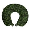Ambesonne Winter Travel Pillow Neck Rest, Vivid Fir Pine Branches Trees Coniferous Trees Evergreen Nature Forest, Memory Foam Traveling Accessory for Airplane and Car, 12", Green Caramel view 1