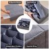 AARAINBOW Underwear Socks Ties Storage Organizer with Lids Foldable Closet Drawer Organizer 30 Cells, Fabric Wardrobe Divider Storage Box for Scarves and Lingerie (30 Cell, Gray) view 3