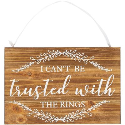 Fun Express Can't Be Trusted Ring Bearer Sign - Humorous Wedding Decor for Ring Bearers Perfect for Funny Weddings Bridal Showers and Receptions - Playful Sign for Special Occasions - 1 Piece