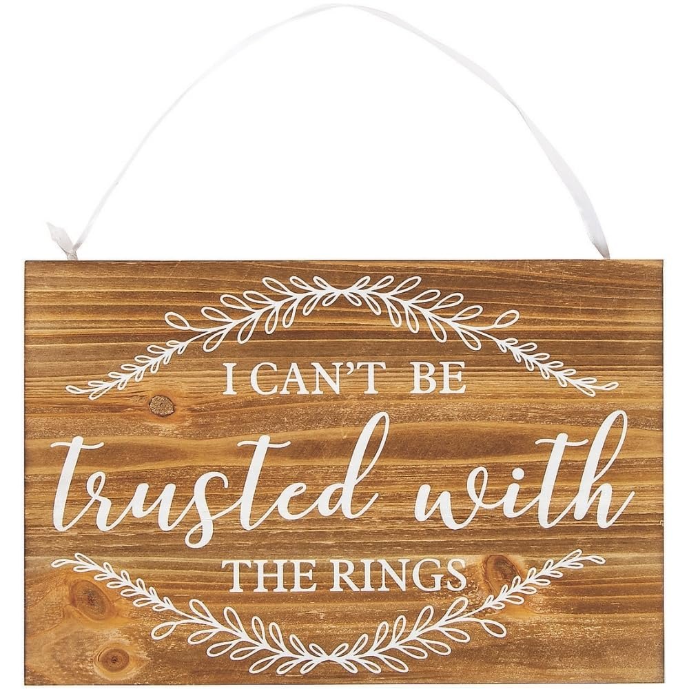 Fun Express Can't Be Trusted Ring Bearer Sign - Humorous Wedding Decor for Ring Bearers Perfect for Funny Weddings Bridal Showers and Receptions - Playful Sign for Special Occasions - 1 Piece