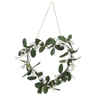 Heart Shaped Wreath W/White Floral - Home Decor - 1 Piece