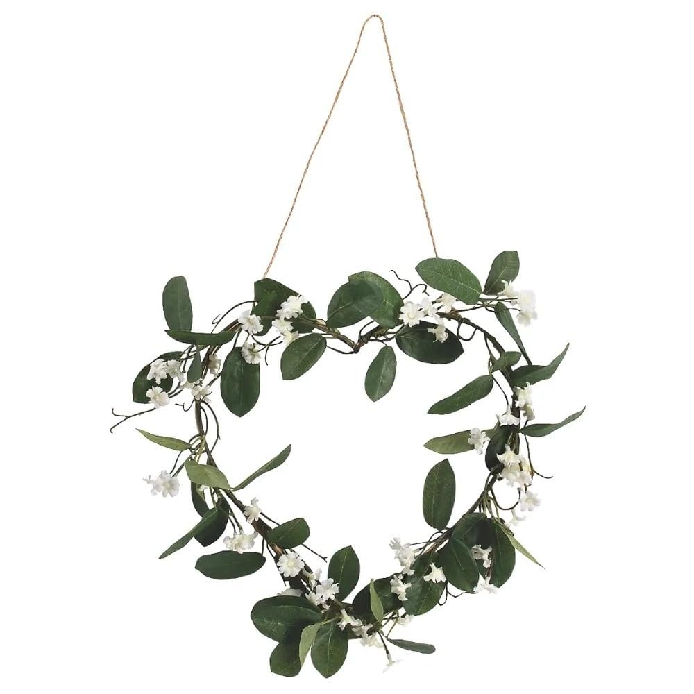 Heart Shaped Wreath W/White Floral - Home Decor - 1 Piece