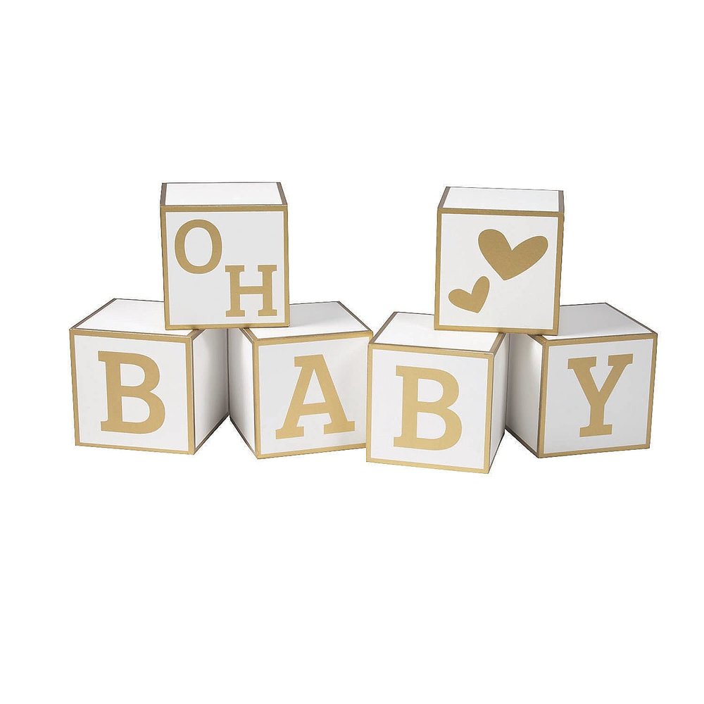 Fun Express Baby Blocks Guest Book Decoration - Home Decor Set for Baby Showers, Birthdays, and Nursery  Adorable Keepsake for Memorable Moments  6-Pieces