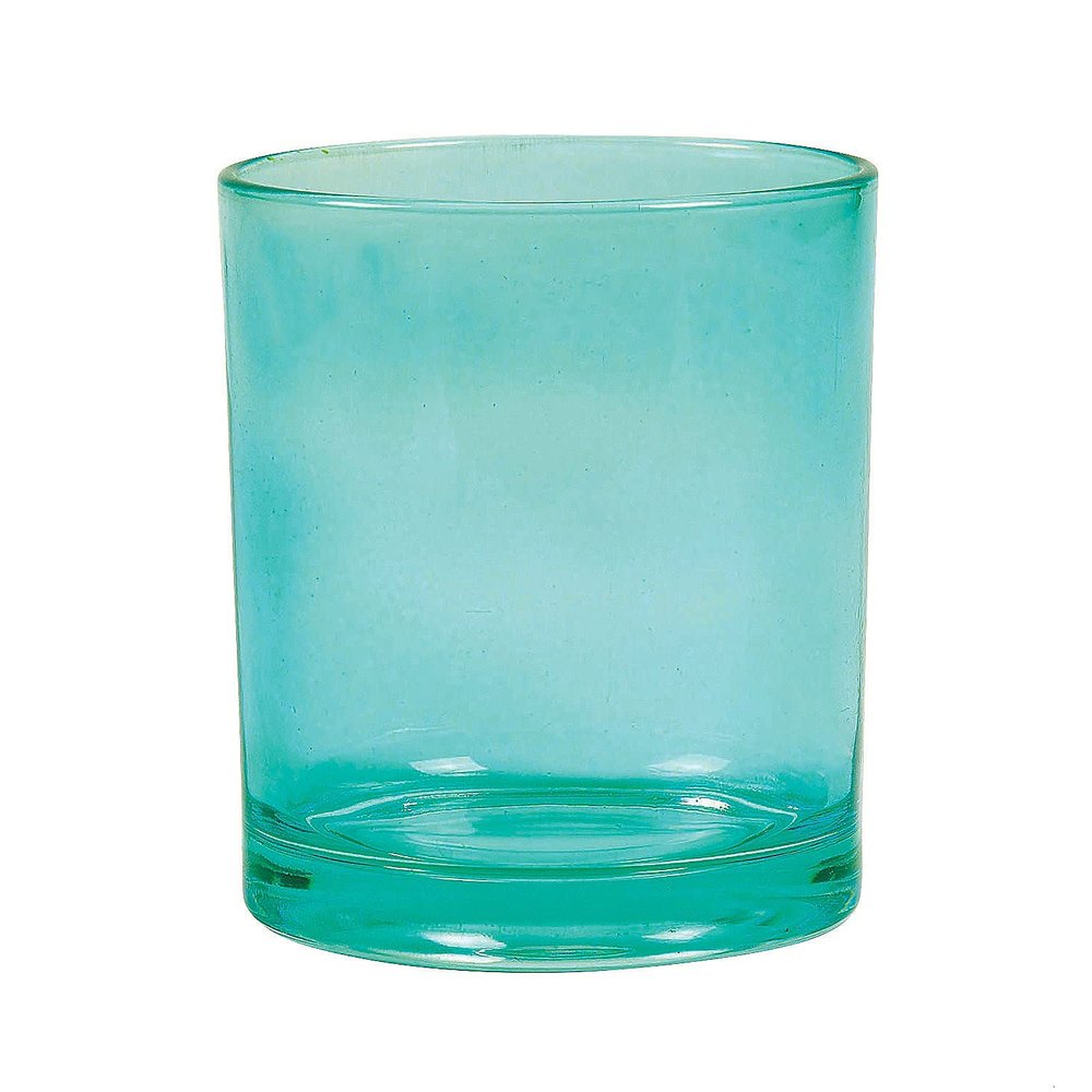 Bright Teal CYLNDR Clear Glass 4" (6PC) - Home Decor - 6 Pieces