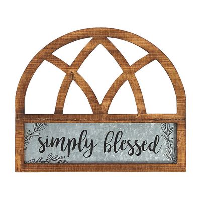 Fun Express Simply Blessed Wall Sign - Inspirational Wooden Home Decor with Elegant Design - Perfect for Living Rooms Entryways Bedrooms and Offices - Adds a Warm Inviting Touch to Any Space - 1 Piece