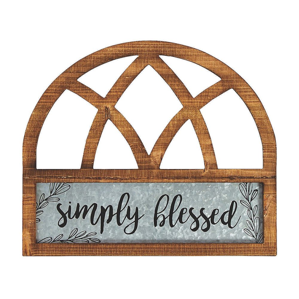 Fun Express Simply Blessed Wall Sign - Inspirational Wooden Home Decor with Elegant Design - Perfect for Living Rooms Entryways Bedrooms and Offices - Adds a Warm Inviting Touch to Any Space - 1 Piece