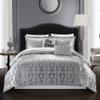 Chic Home Shefield Geometric Gold Tone Metallic Lattice Pattern Print Bedding-Decorative Pillows Shams Included, Twin, Grey view 1