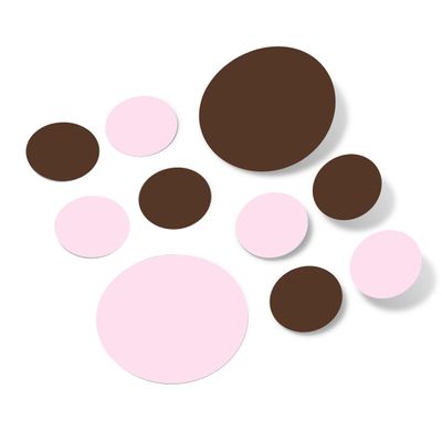 Baby Pink/Chocolate Brown Vinyl Wall Stickers - 2 & 4 inch Circles (60 Decals)