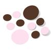 Baby Pink/Chocolate Brown Vinyl Wall Stickers - 2 & 4 inch Circles (60 Decals) view 1