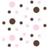 Baby Pink/Chocolate Brown Vinyl Wall Stickers - 2 & 4 inch Circles (60 Decals) view 3