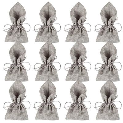 Fun Express Grey Fabric Favor Bags Elegant Reusable Gift Bags Weddings Baby Showers Parties Birthday Special Occasions Soft Durable Versatile Stylish Candy Small Gifts Favors 4" x 6" 12 Pieces