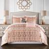 Chic Home Shefield Geometric Gold Tone Metallic Lattice Pattern Print Bedding-Decorative Pillows Shams Included, King, Blush view 1